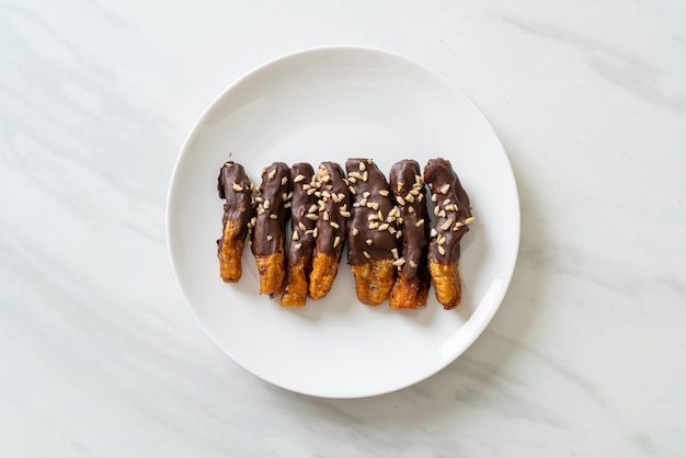 dried banana chocolate coating or banana dipped chocolate