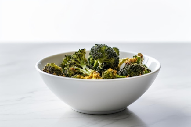 Dried Broccoli In A White Bowl On A White Background Generative AI