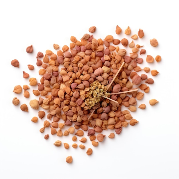 Dried Buckwheat clusters isolated on white background Generative AI