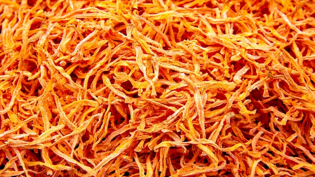 Dried carrot slices. food background and texture.