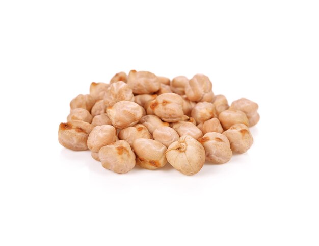 Dried chickpea beans isolated on white background