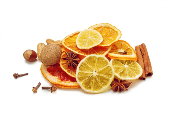 Dried citrus fruit isolated