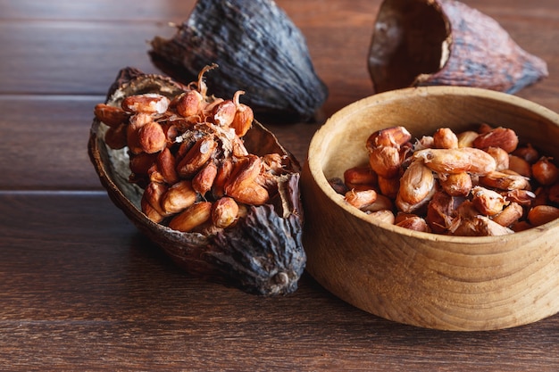 Dried cocoa pods and dried cocoa beans