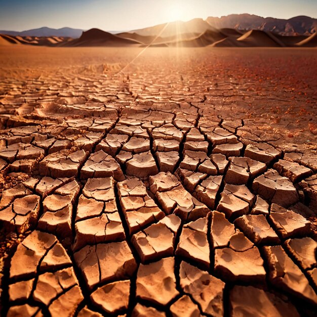 Photo dried and cracked dry farming land after drought