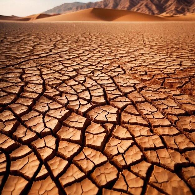 Photo dried and cracked dry farming land after drought