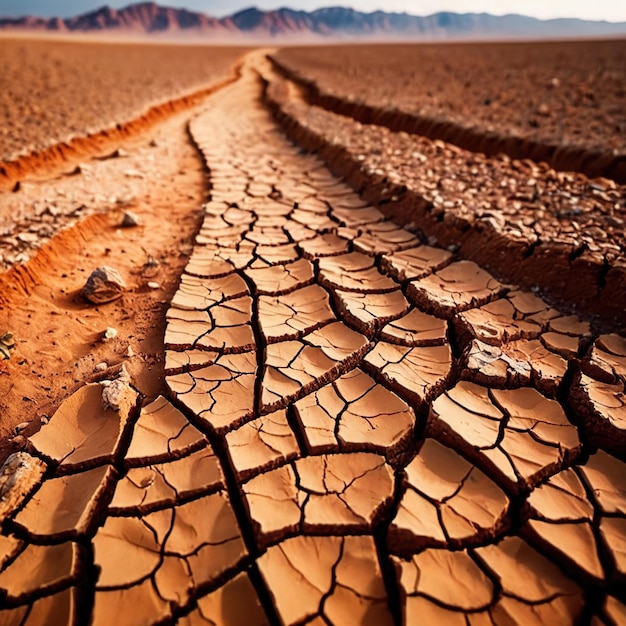 Photo dried and cracked dry farming land after drought