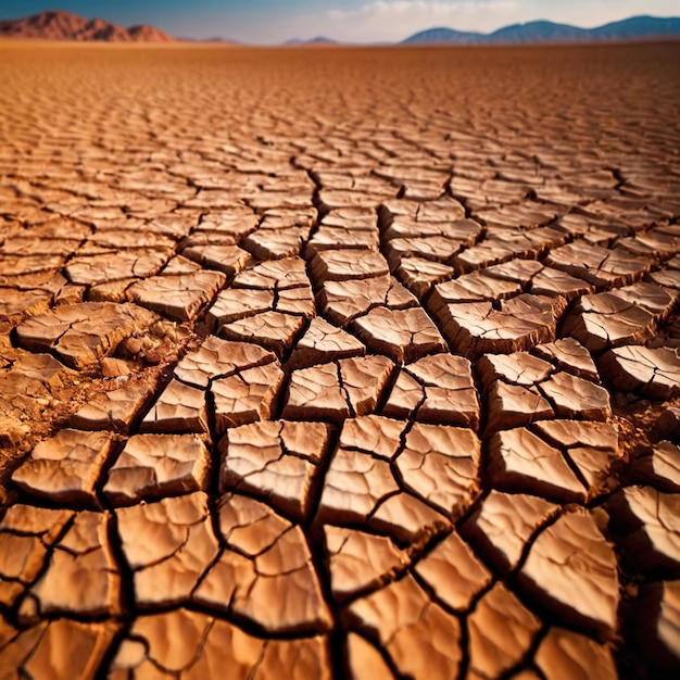 Photo dried and cracked dry farming land after drought