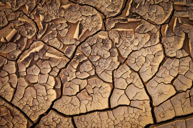 Photo dried cracked earth soil ground texture .