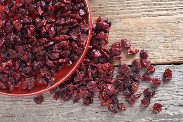 Dried cranberries in plate