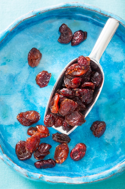 Dried cranberries in a scoop