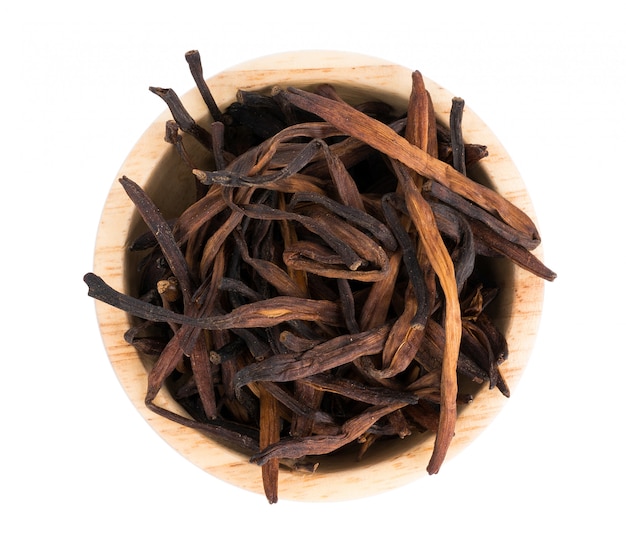 Dried Day Lily on white background