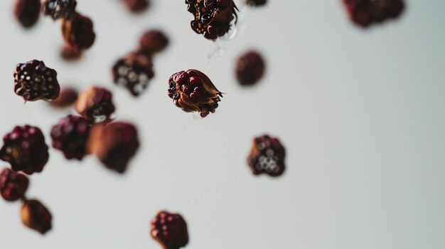 Photo dried dogwood berries levitate