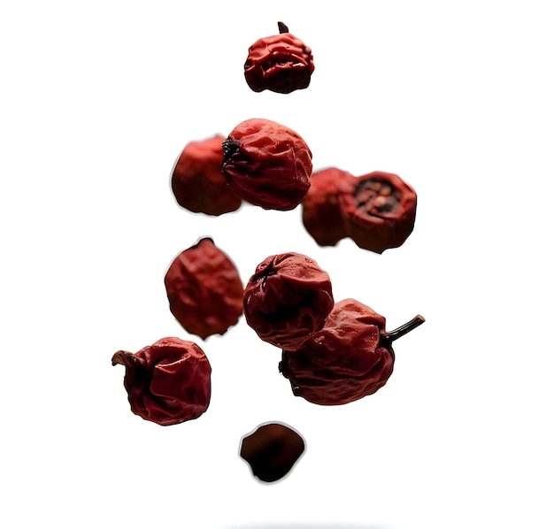 Dried dogwood berries on white background