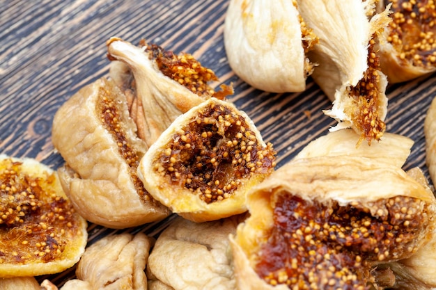 Dried fig fruits on the table close up