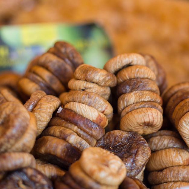 Dried figs at the counter of market