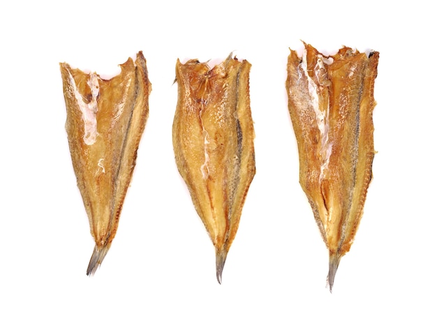 Dried fish isolated on white background