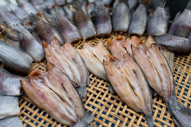 Dried fish in market