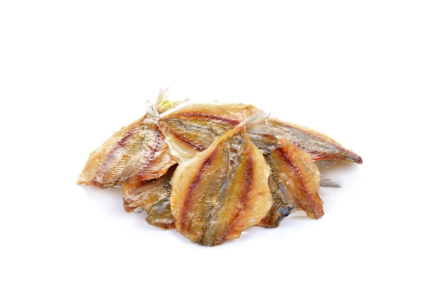 Dried fish on white