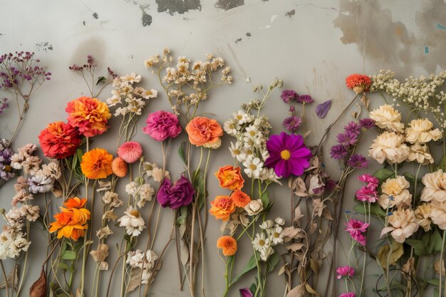 Foto concetto di sfondo di fiori secchi