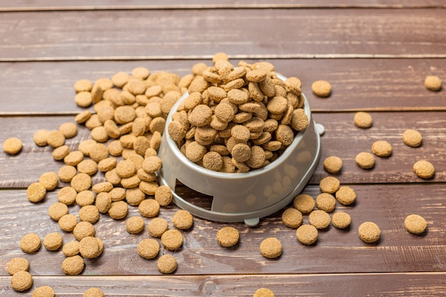 Dried food for dogs or cats.