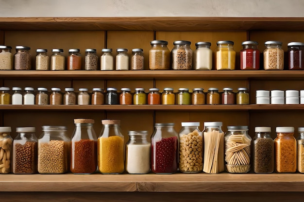 dried food organization shelves healthy food in jars