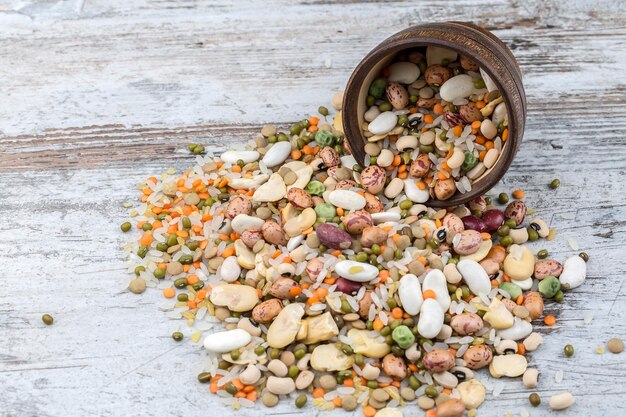 The Dried foods mixed raw legumes background