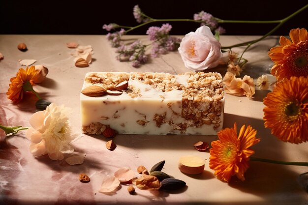 Photo dried fruit coconut honey nougat