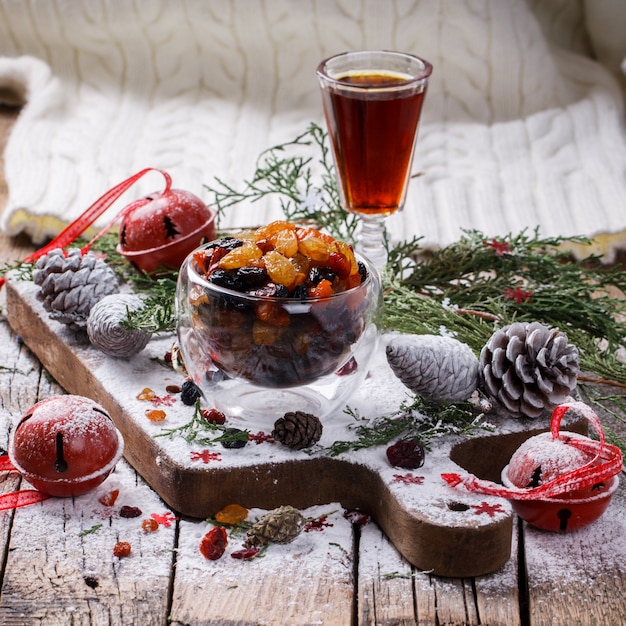 Dried fruits and candied Christmas gift, 