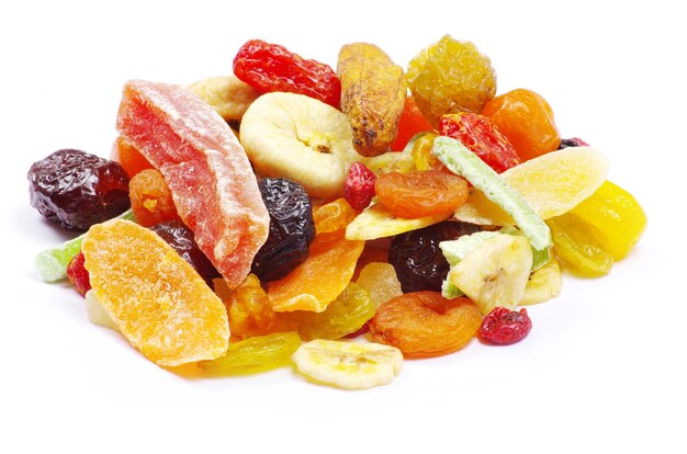 Dried fruits collection on white