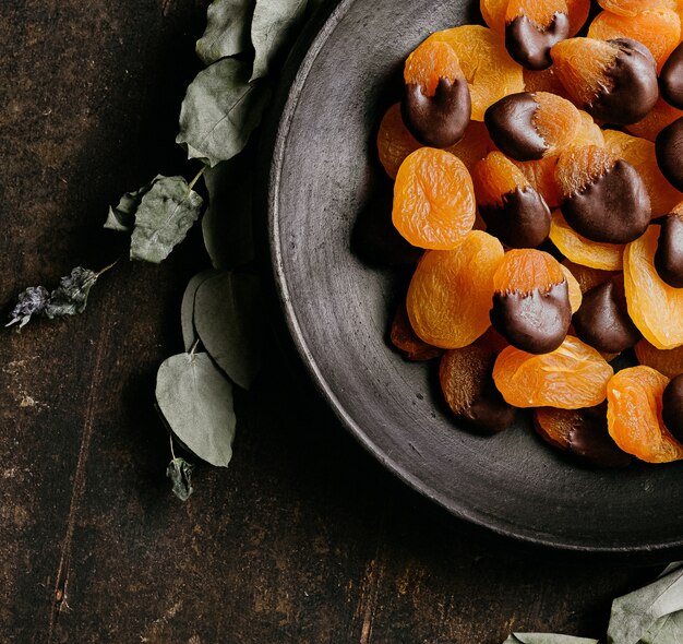 Dried fruits placed on a plate