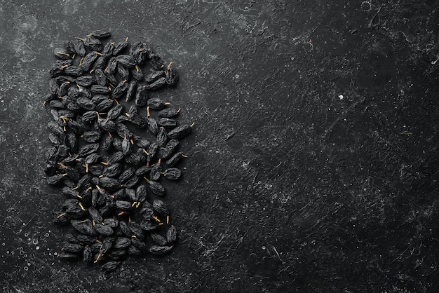 Dried fruits Raisins made of blue grapes Top view