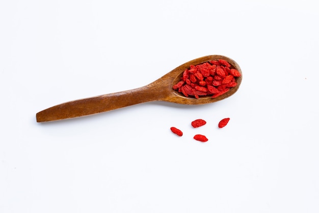 Dried goji berries isolated on white