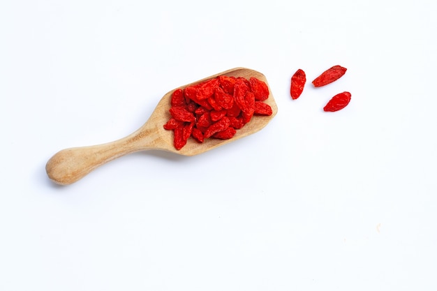 Dried goji berries. Top view