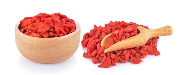 dried goji berries on white background