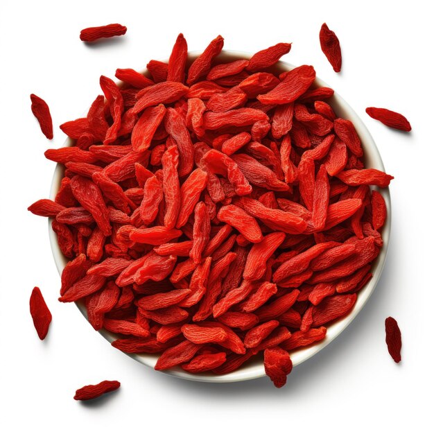 Dried Goji berry slices isolated on white background Generative AI