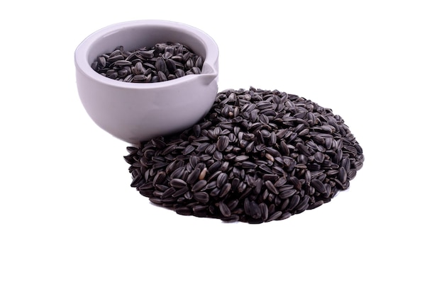 Dried grains bird food Black sunflower seeds in pot