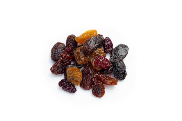 Dried grape on white background