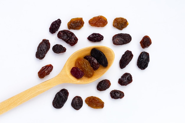 Dried grape on white background