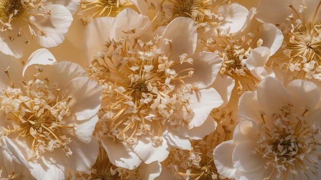 Dried gypsophila flowers macro shot