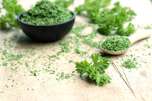 Dried herb parsley leaves