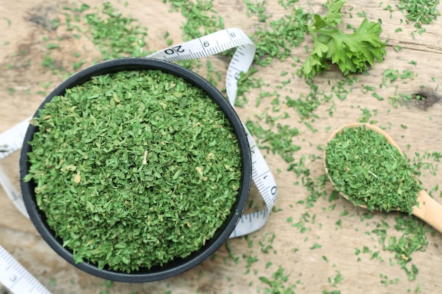 Dried herb parsley leaves