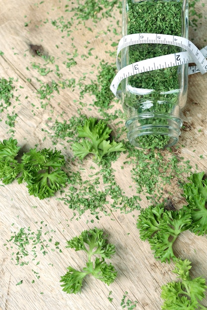 Dried herb parsley leaves