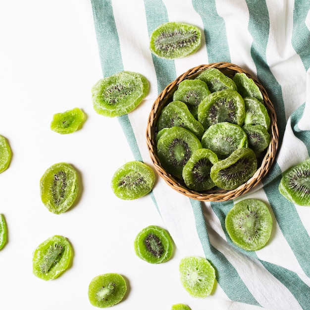 Dried kiwi isolated on white background