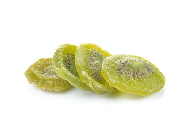 Dried kiwi slices isolated on white