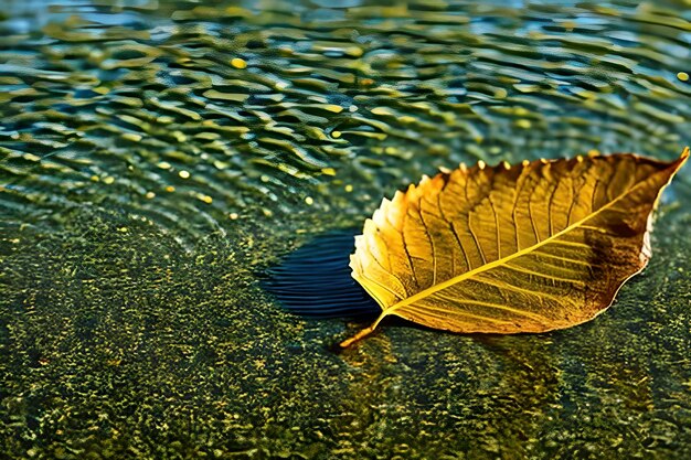 Dried leaf floating on water