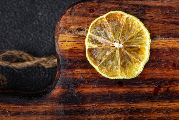 dried lemon slice meal food snack on the table copy space food background rustic top