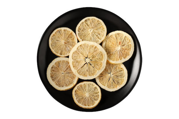 Dried lemon slices in a black plate