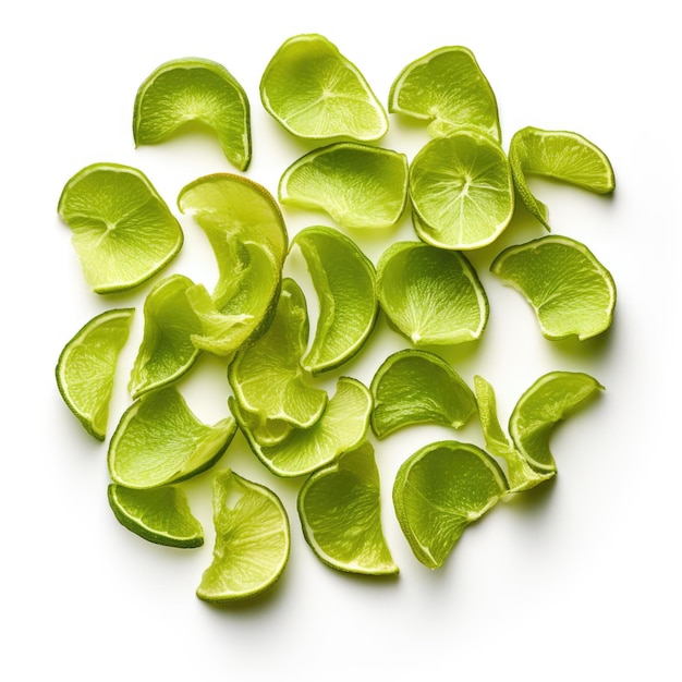 Dried Lime peels isolated on white background Generative AI