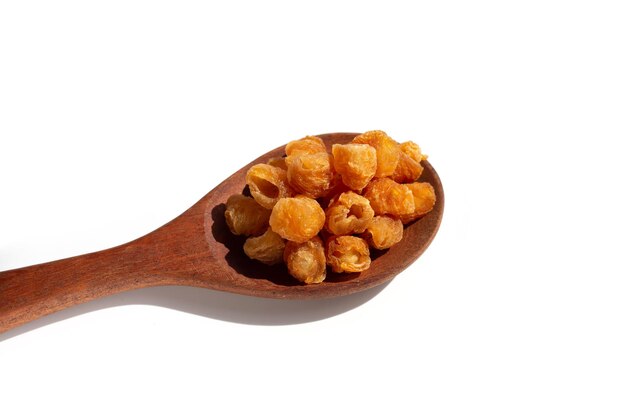 Dried longan on white background