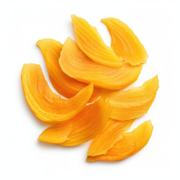 Photo dried mango slices isolated on white background generative ai